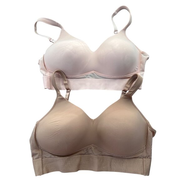 Rhonda Shear 2 Pack Molded Cup Bra with Wrap Back Size 1X Pink Beige 622.10 - Picture 2 of 10